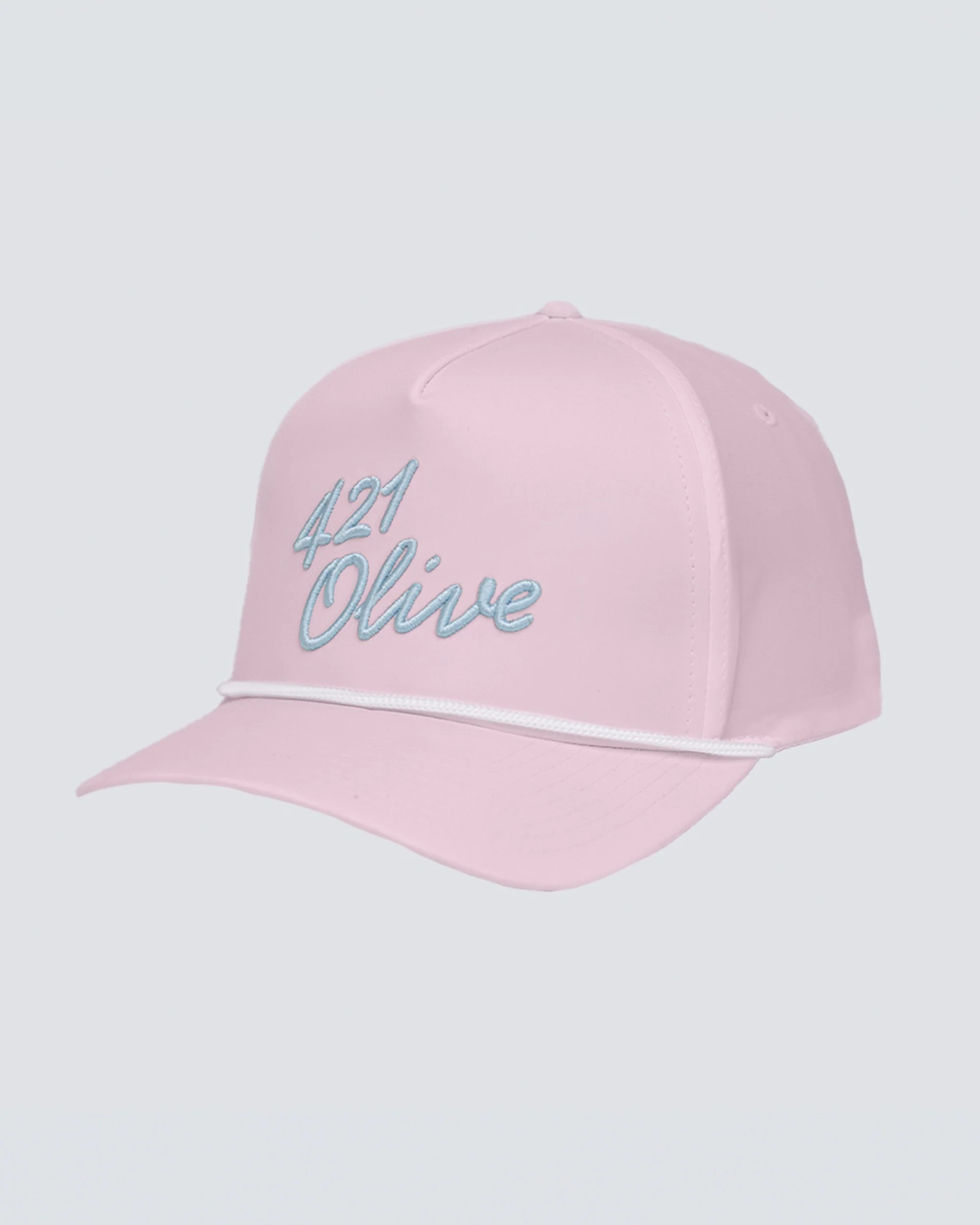 421 Olive Script Hat in Petal Pink