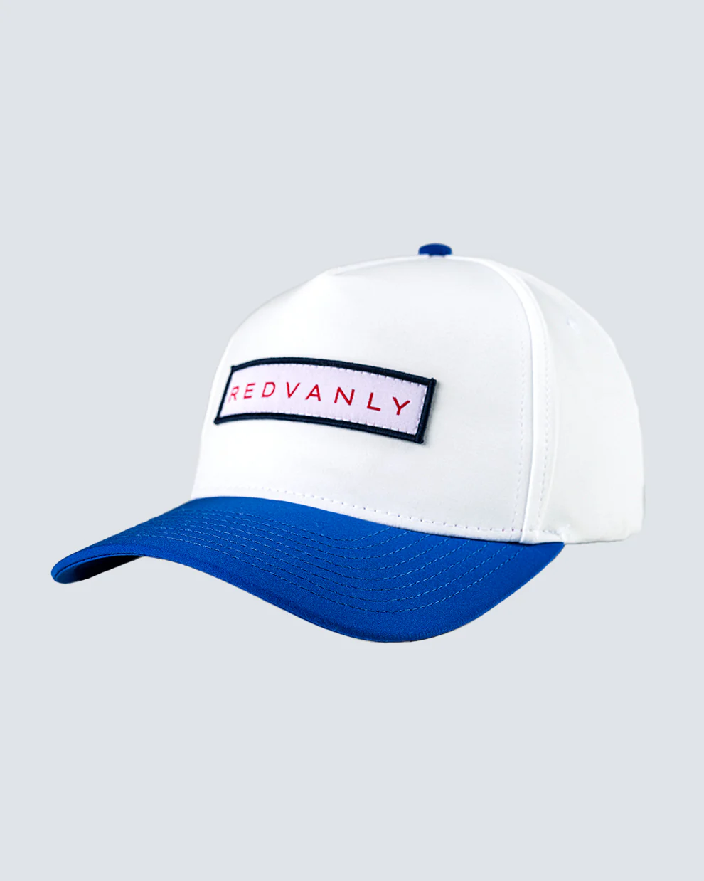 Redvanly Patch 5 Panel Hat in Bright White/Harbor Blue