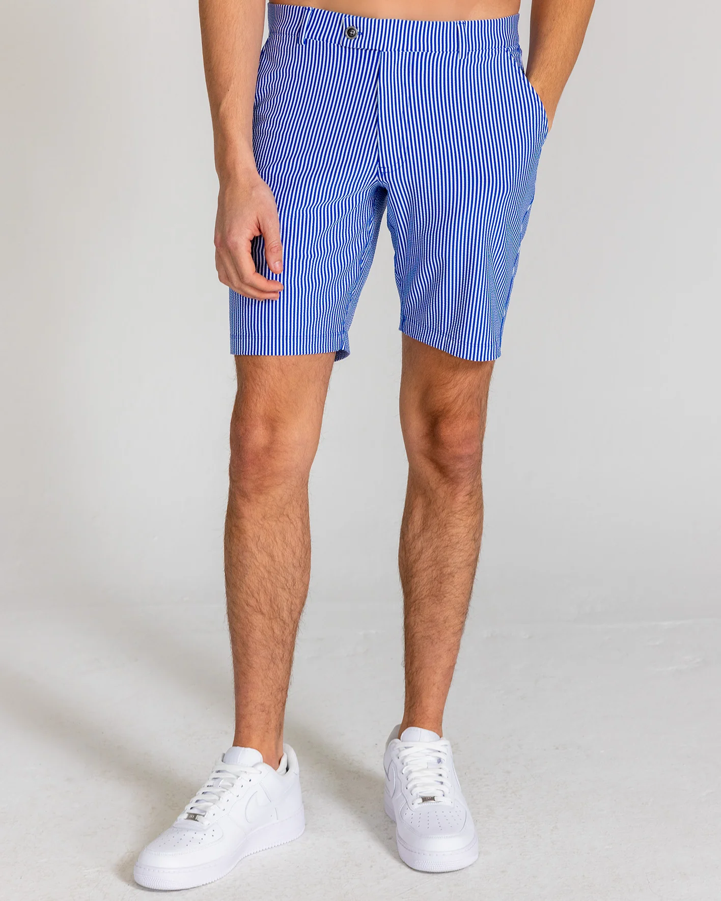 Becker Seersucker Pull-On Short in Harbor Blue - Image 2