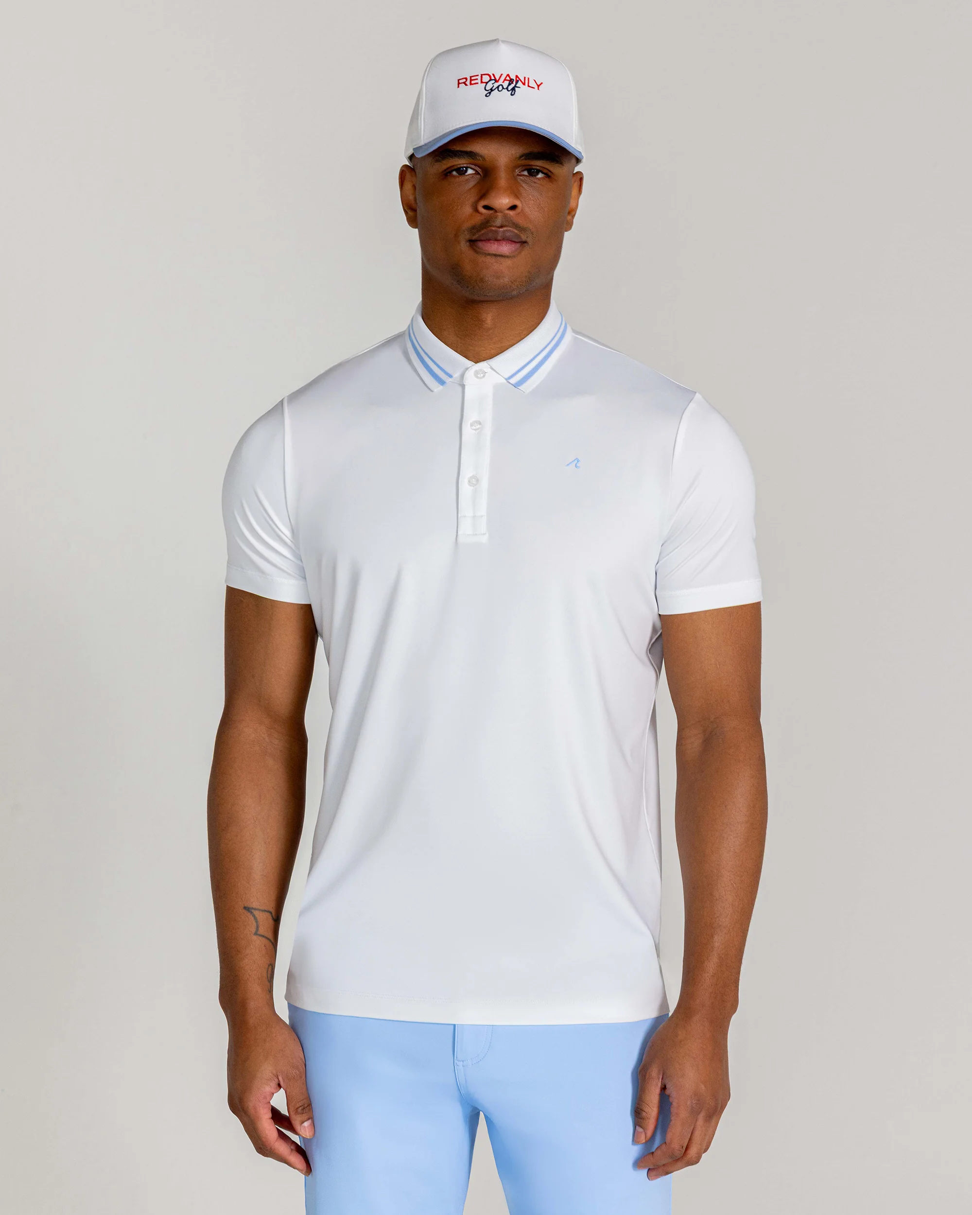 Cadman Polo in Bright White/Blue