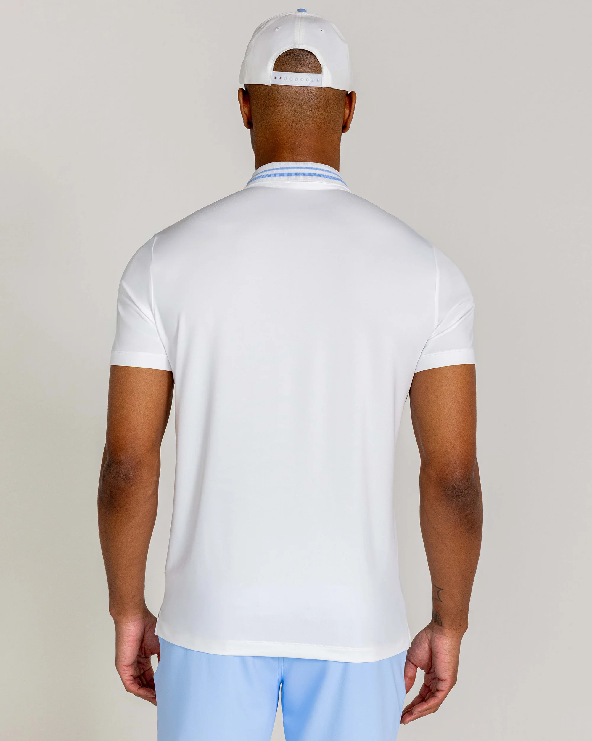 Cadman Polo in Bright White/Blue - Image 4