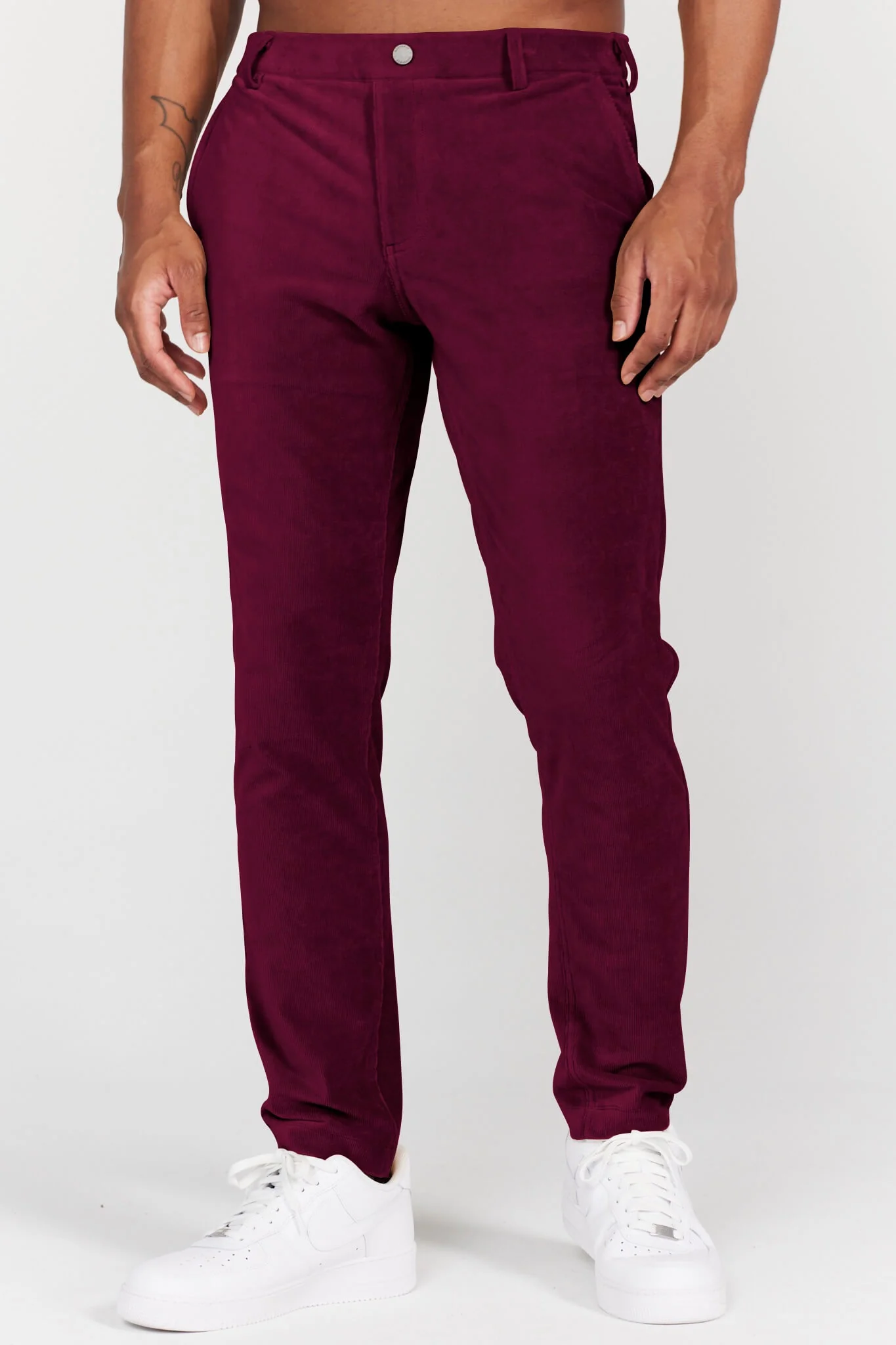 Collins Pull-On Corduroy Trouser in Burgundy