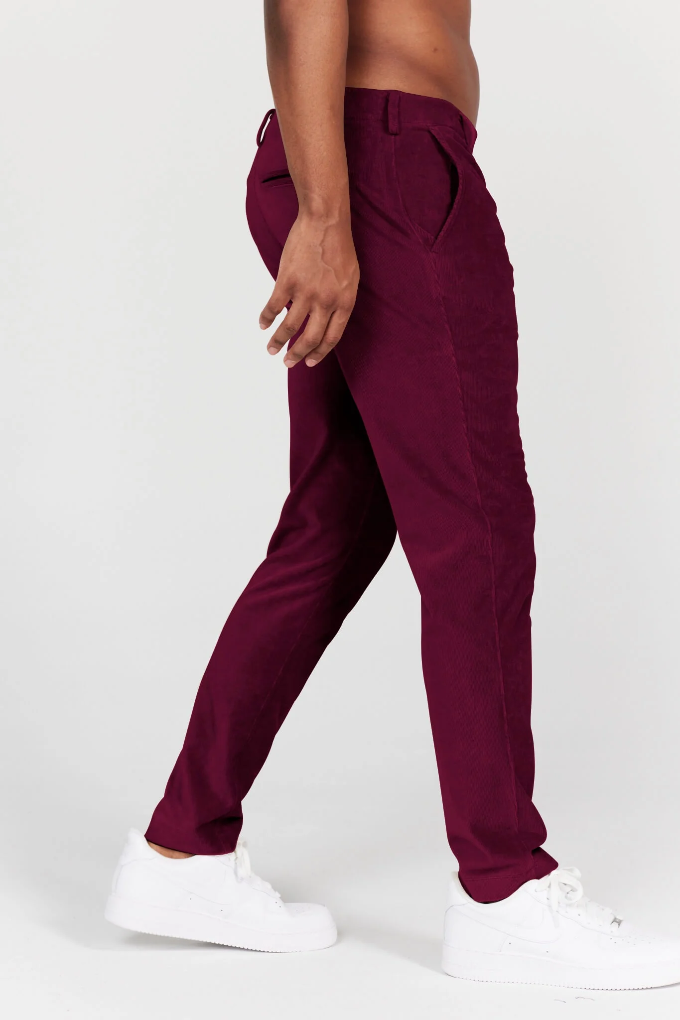 Collins Pull-On Corduroy Trouser in Burgundy - Image 3