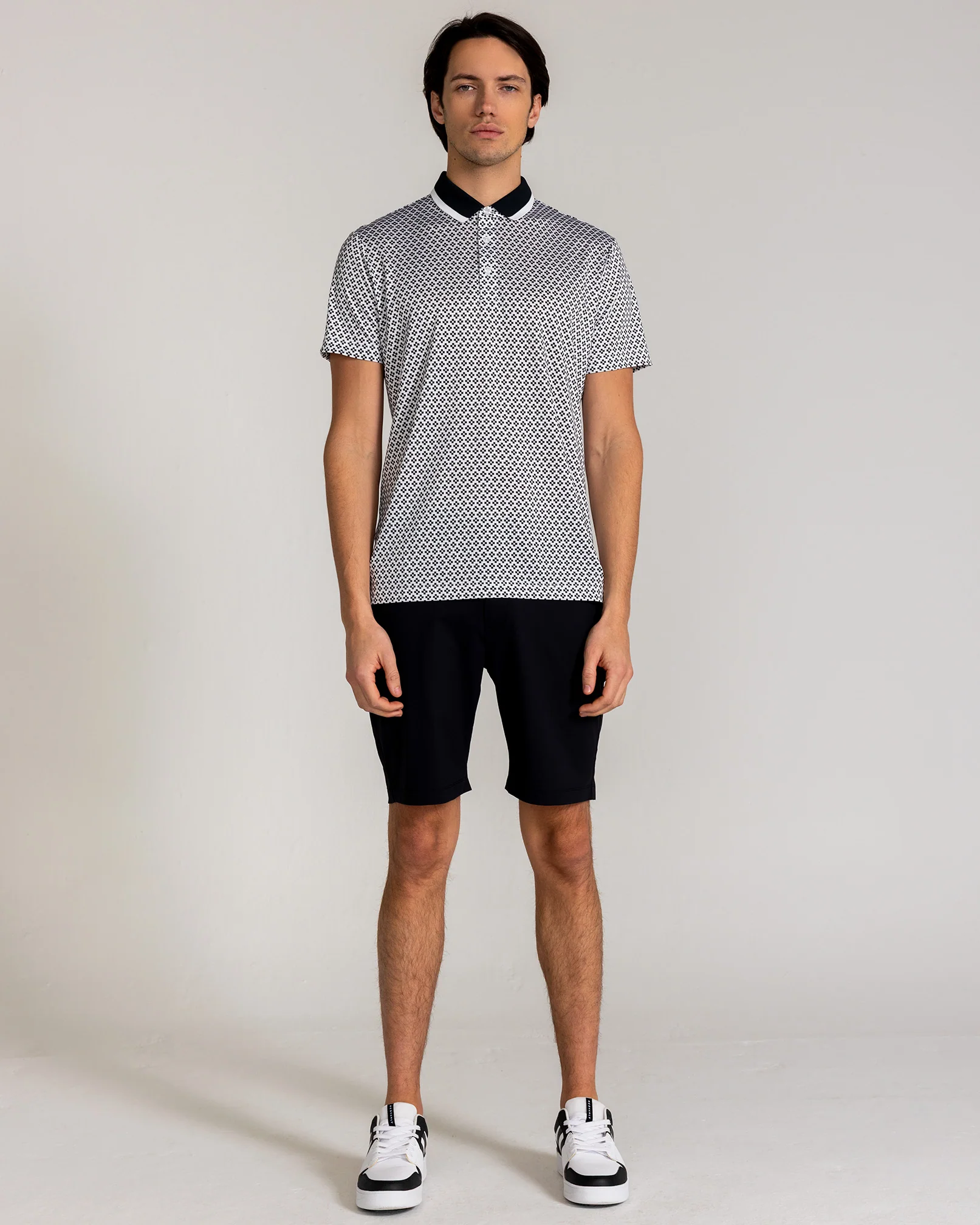 Duncure Pique Polo in Tuxedo/Bright White - Image 2