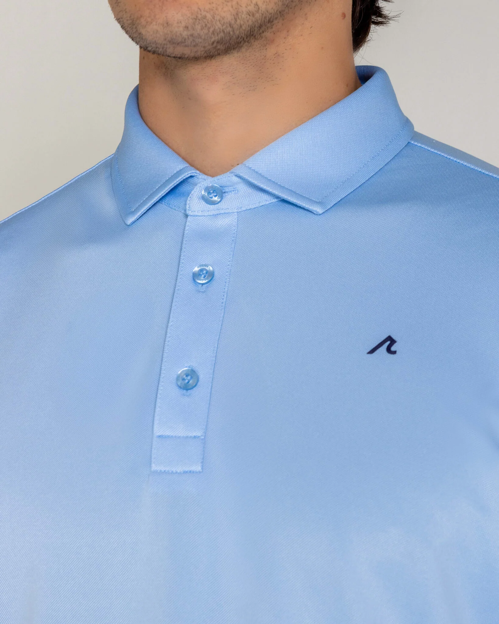 Hoxton LS Pique Polo in Mist - Image 3