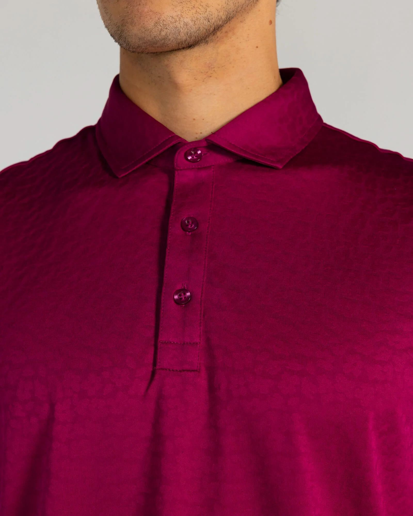 Kendall Jacquard Polo in Bordeaux - Image 3