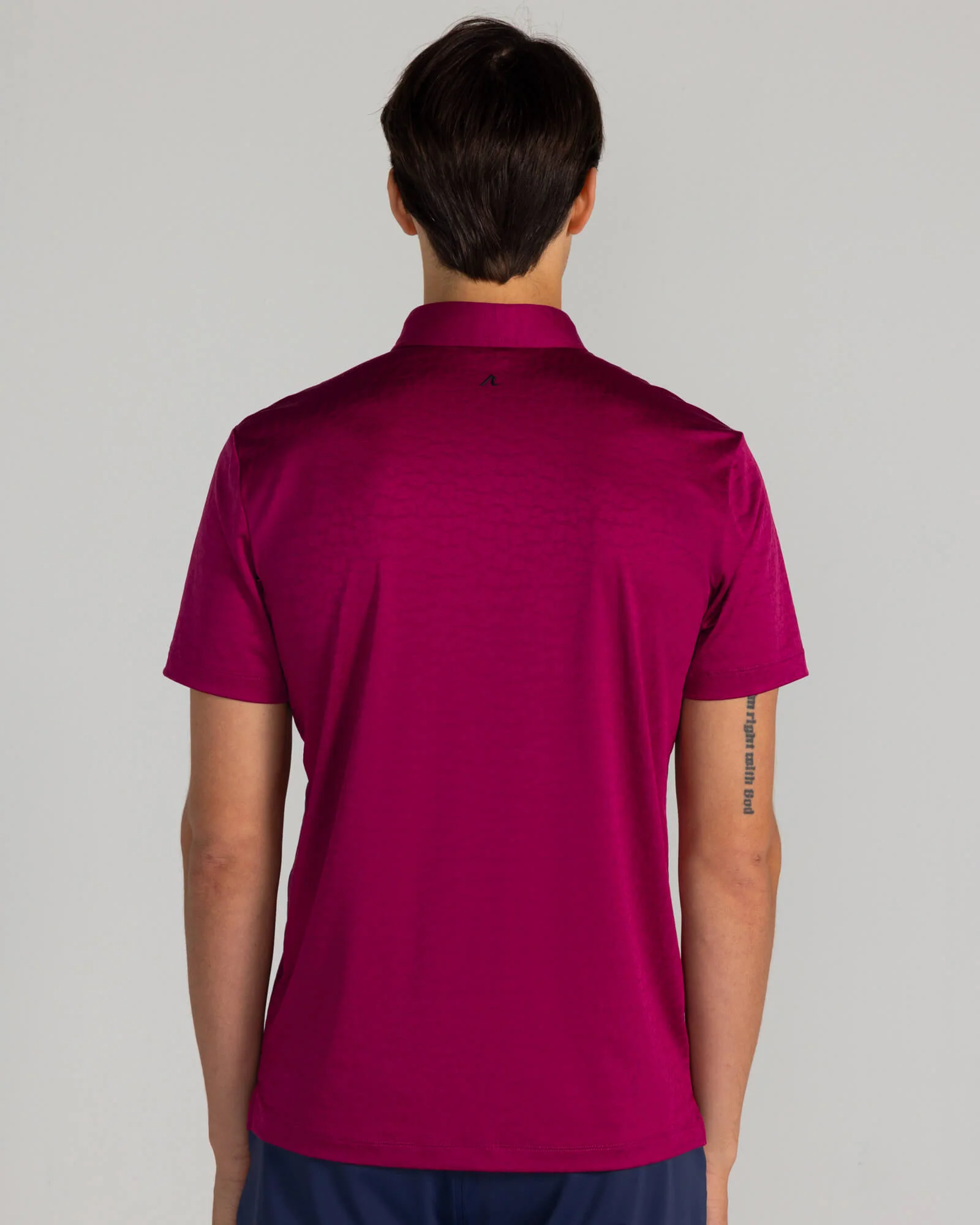 Kendall Jacquard Polo in Bordeaux - Image 4