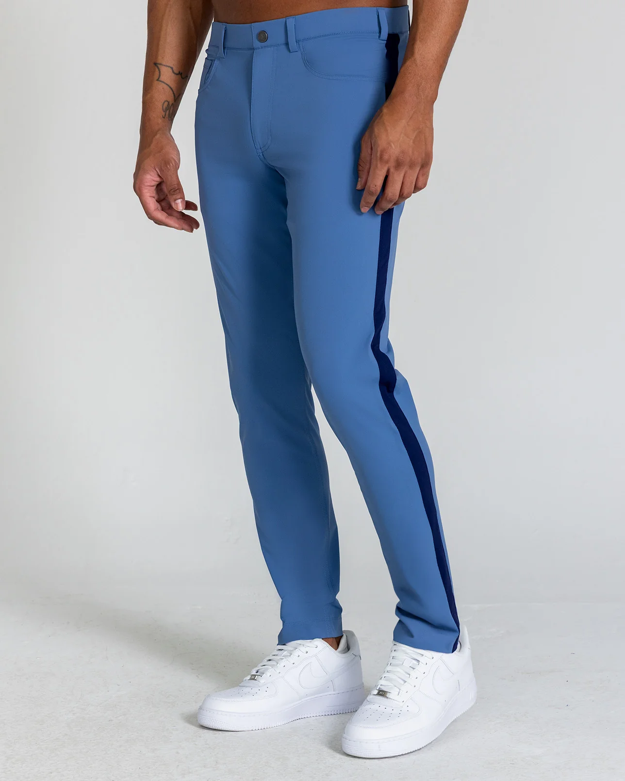 Kent Striped Pull-On Trouser in Blue Horizon - Image 2