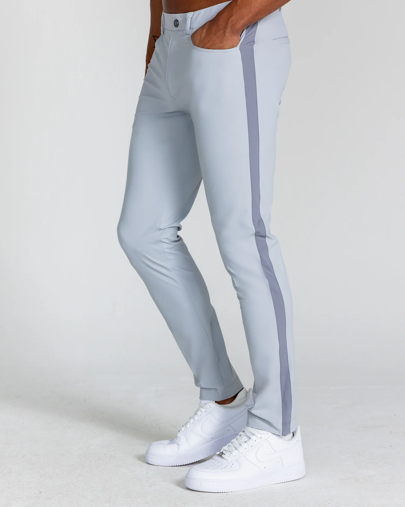 Kent Striped Pull-On Trouser in Glacier Gray - Image 3