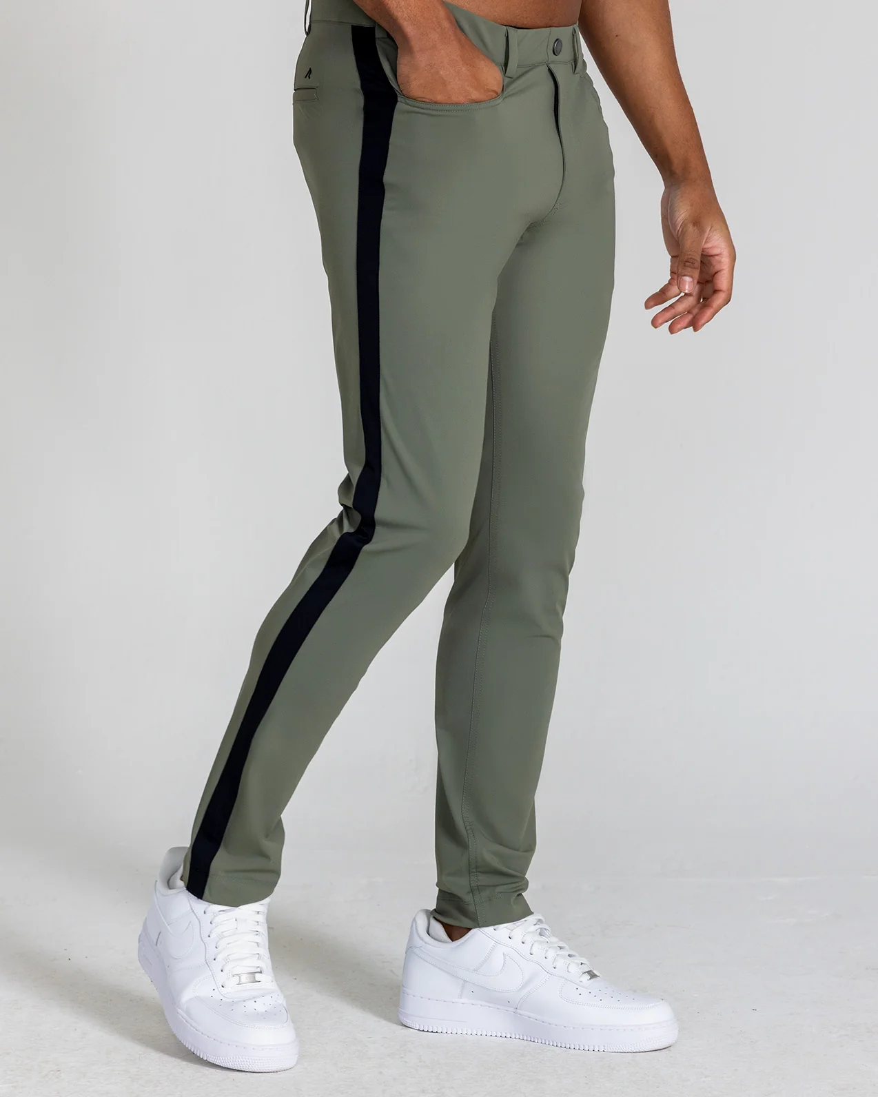 Kent Striped Pull-On Trouser in Olive