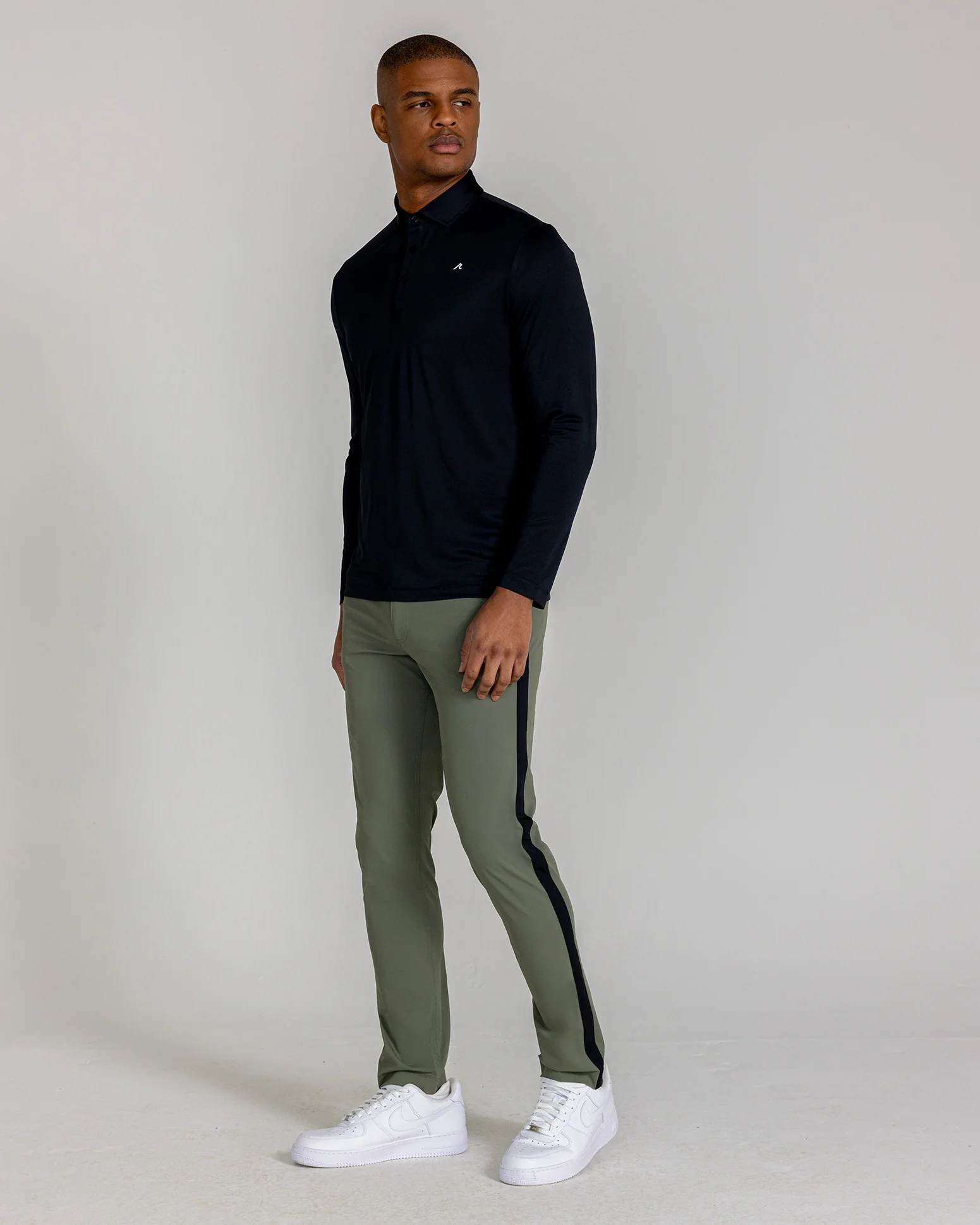 Kent Striped Pull-On Trouser in Olive - Image 2