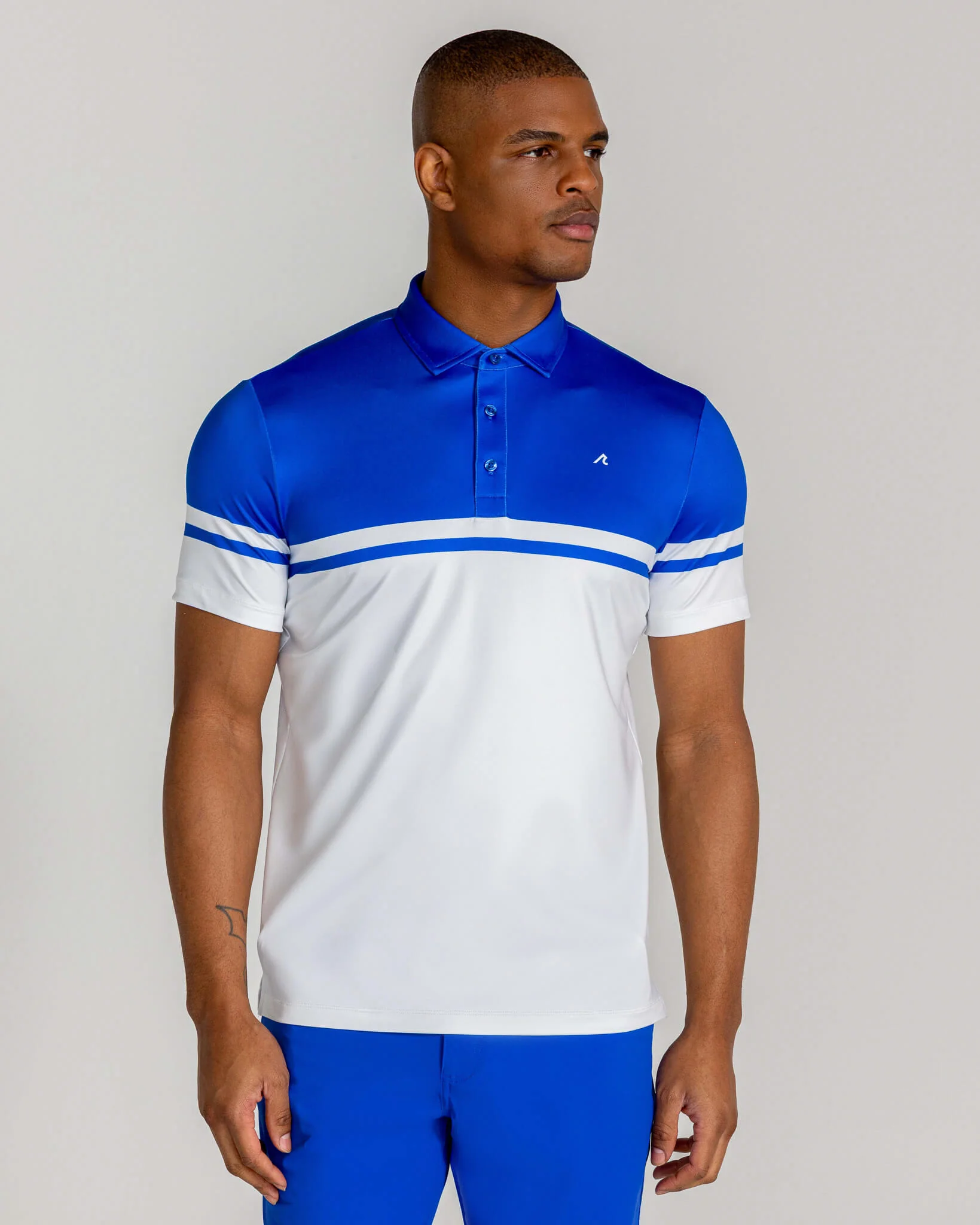 Kildare Polo in Bright White/Blue Multi