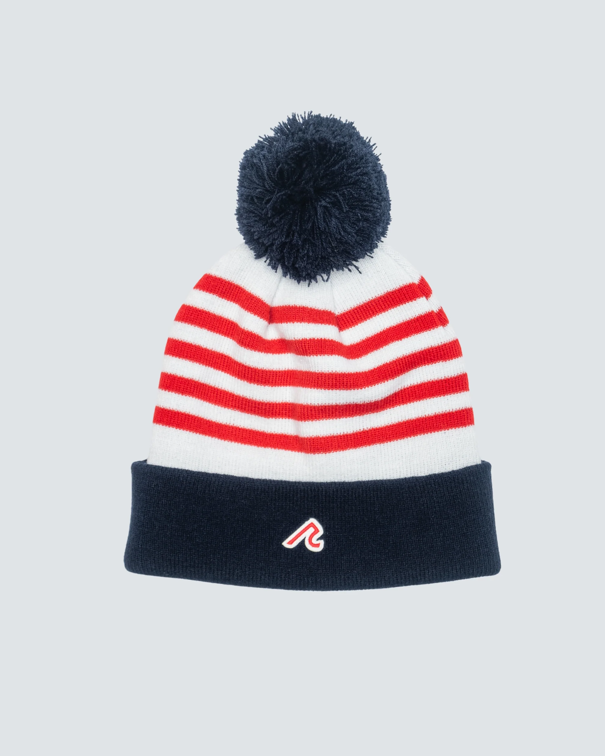 Knitted Beanie in Red/Blue