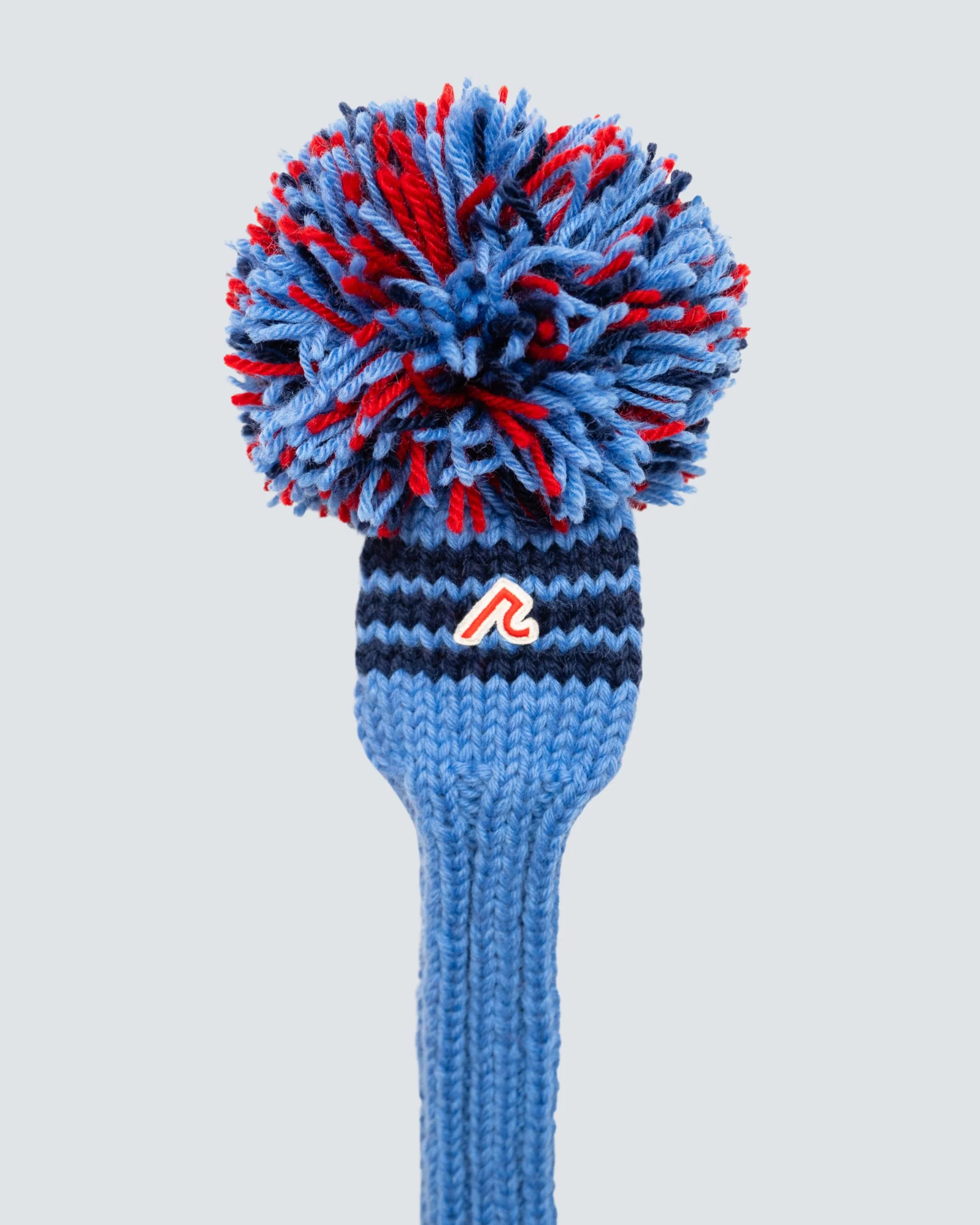 Knitted ‘R’ Icon with Pom in French Blue - Image 2