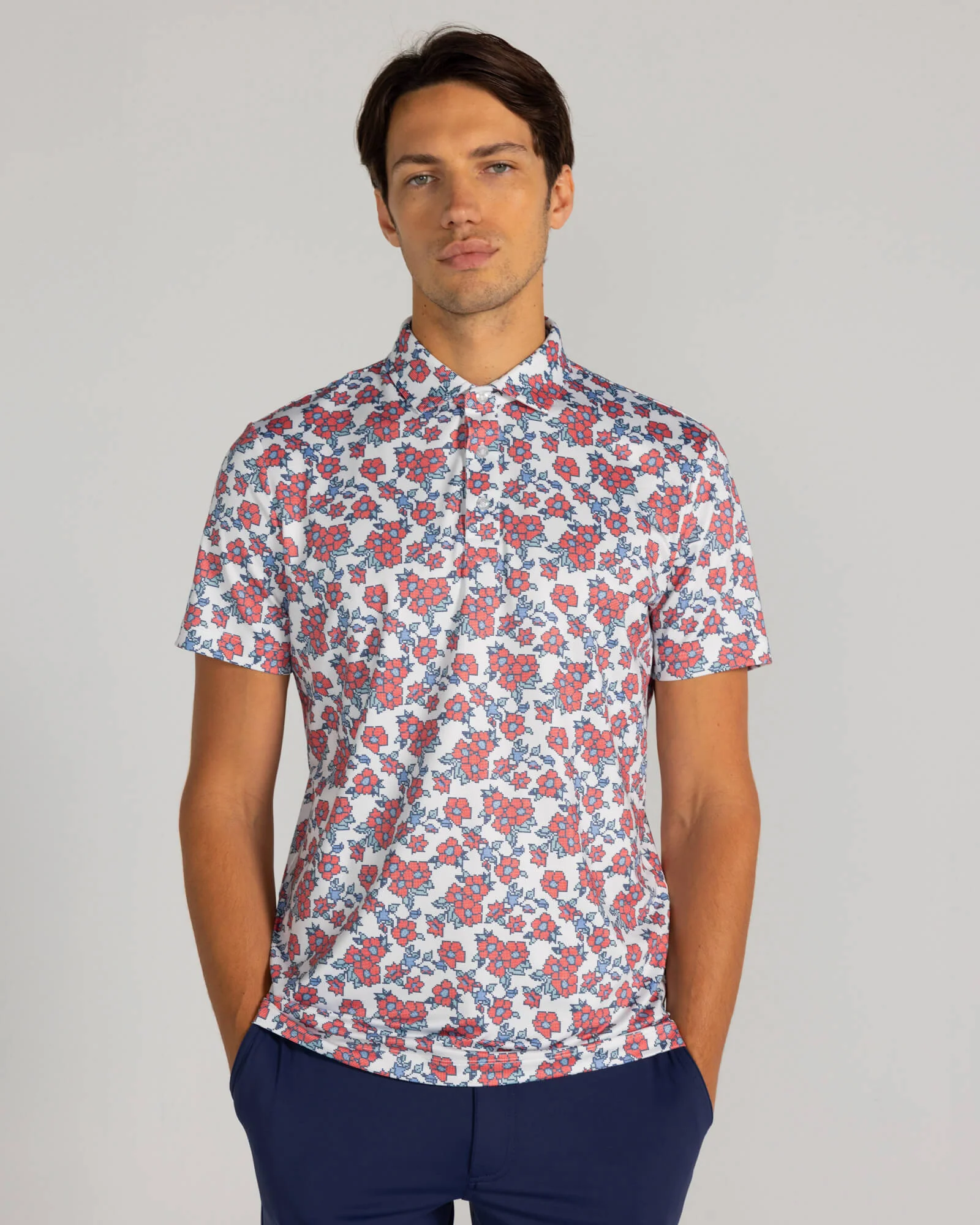 Payson Polo in Bright White/Crimson Multi