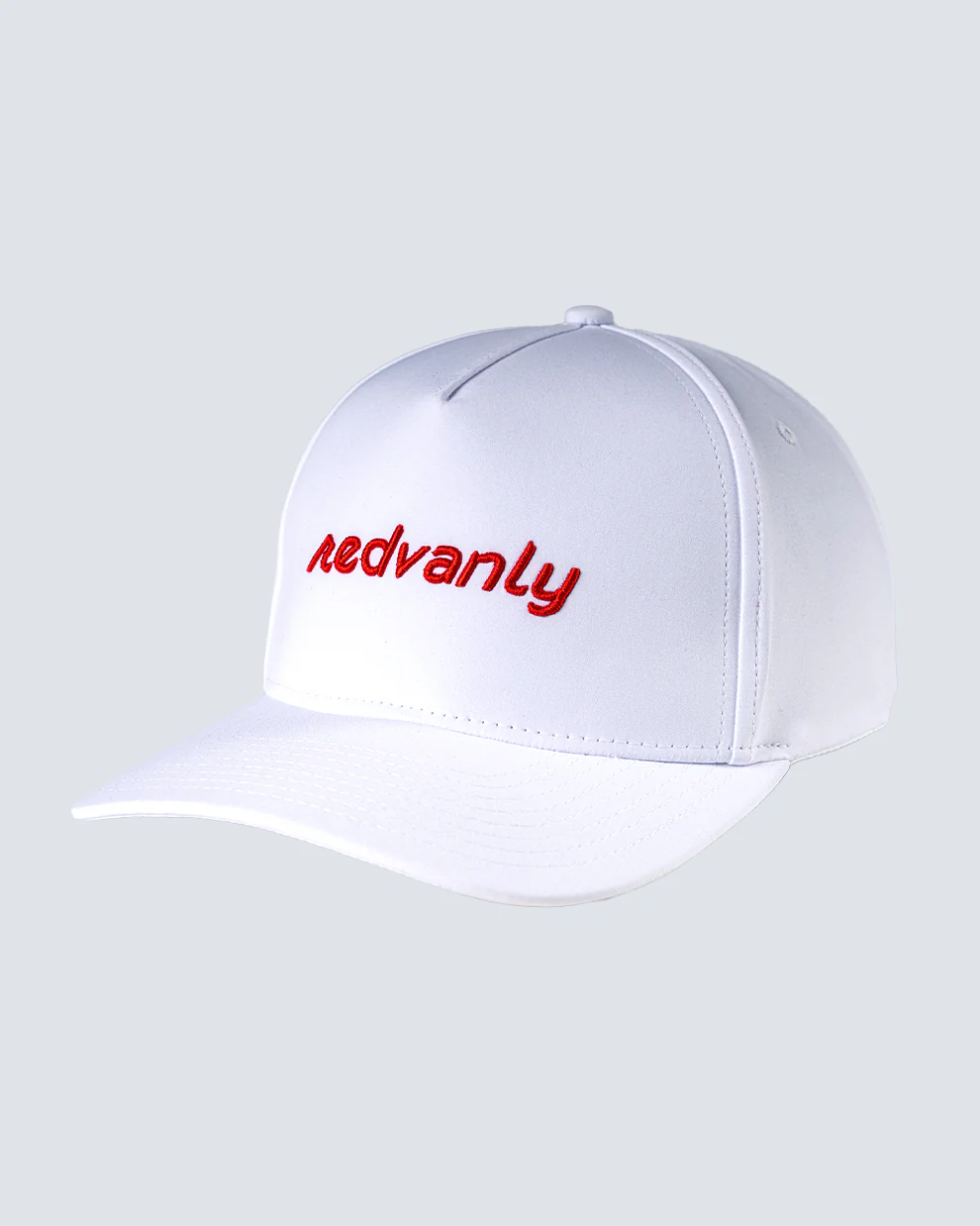 Redvanly Italics 5 Panel Hat in Bright White