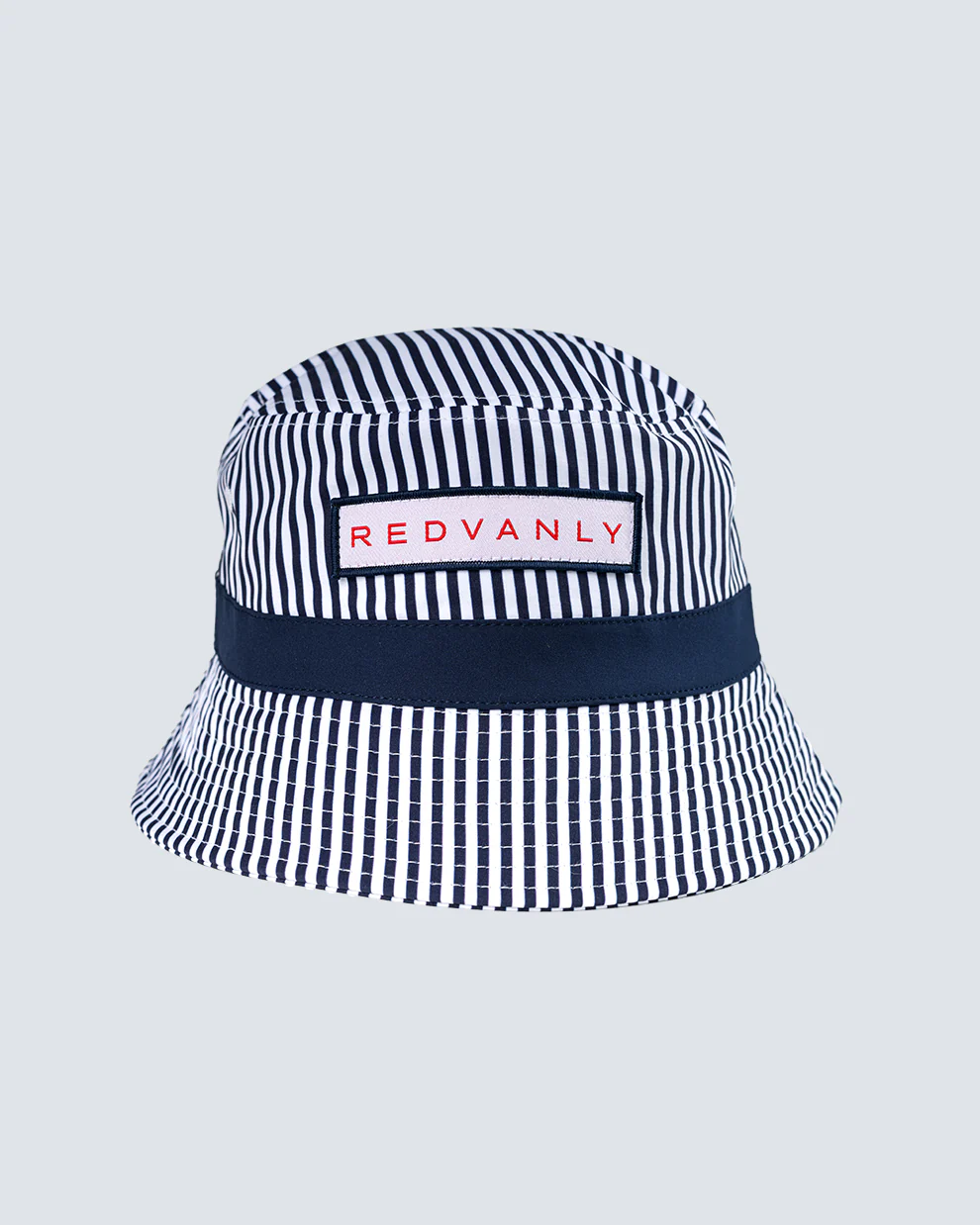 Pinstripe Patch Bucket Hat in Midnight Navy/Bright White