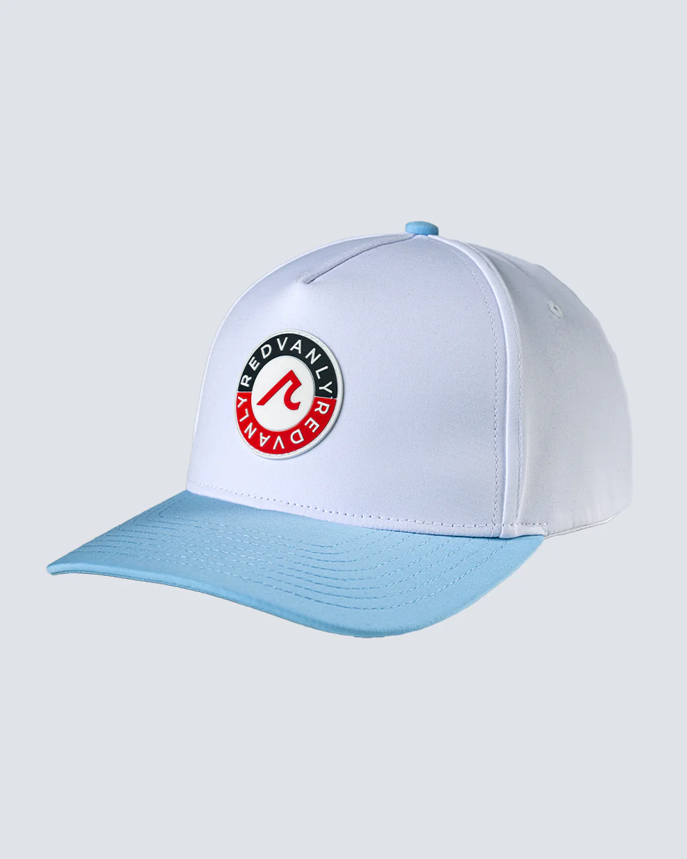 Redvanly Rondel 5 Panel Hat in Bright White/Blue Horizon