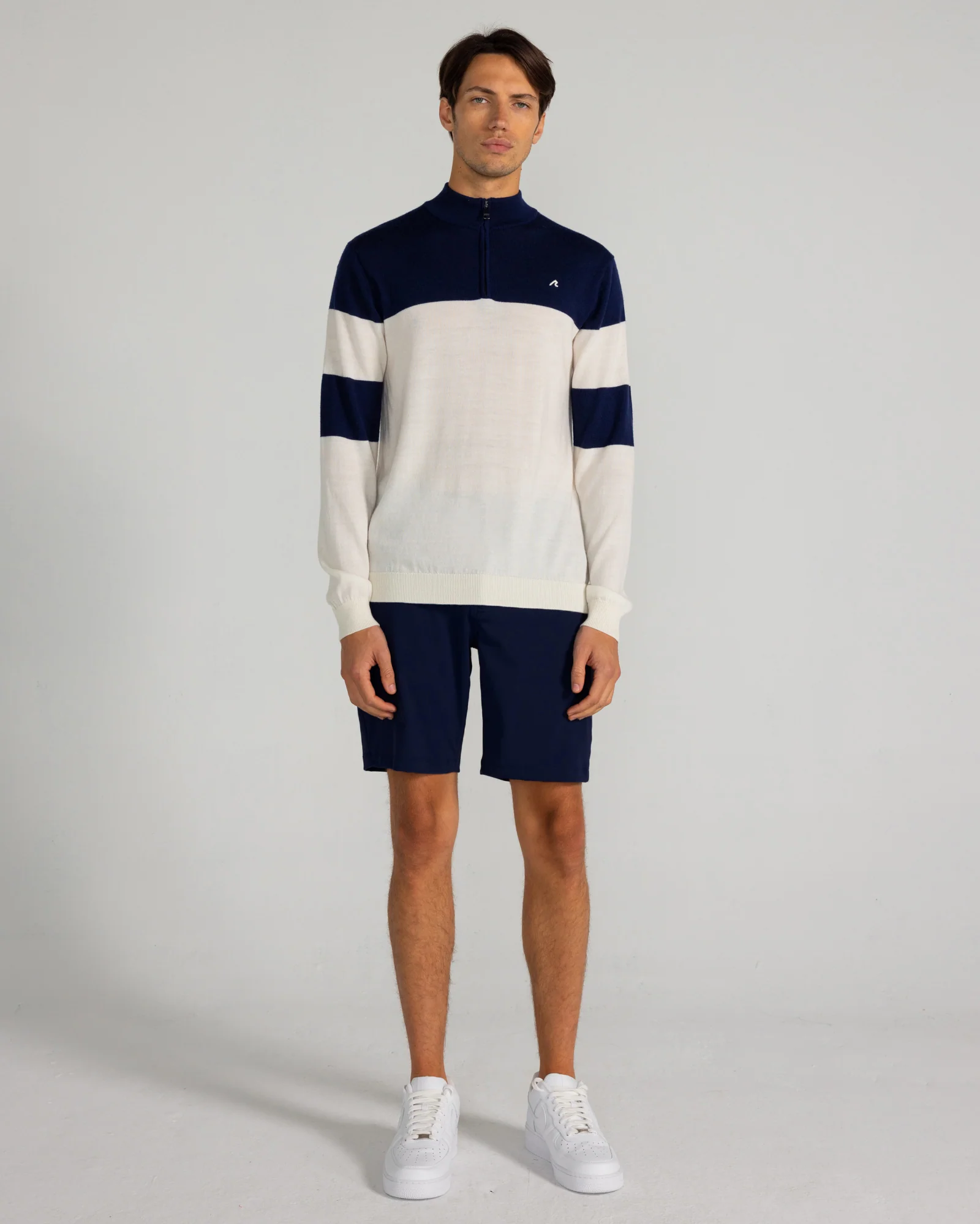 Sanders Merino Quarter Zip in Cream - Image 2