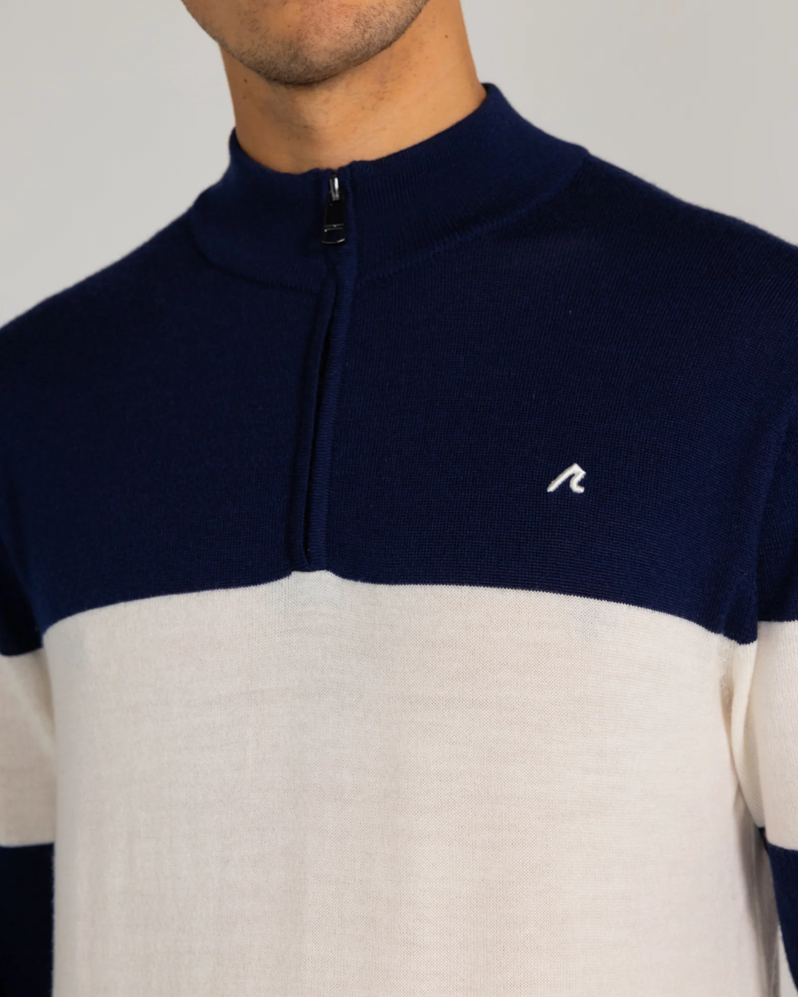 Sanders Merino Quarter Zip in Cream - Image 3