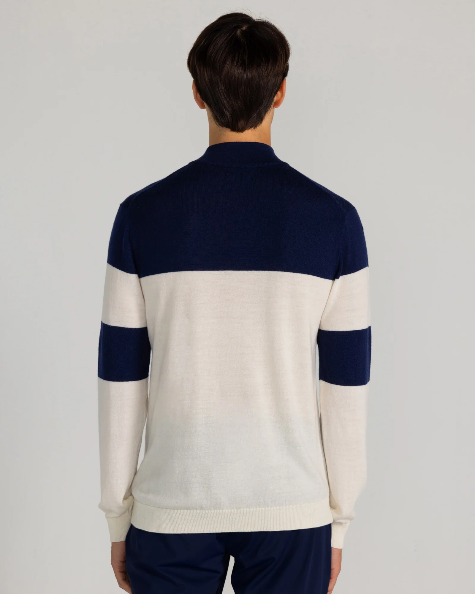 Sanders Merino Quarter Zip in Cream - Image 4