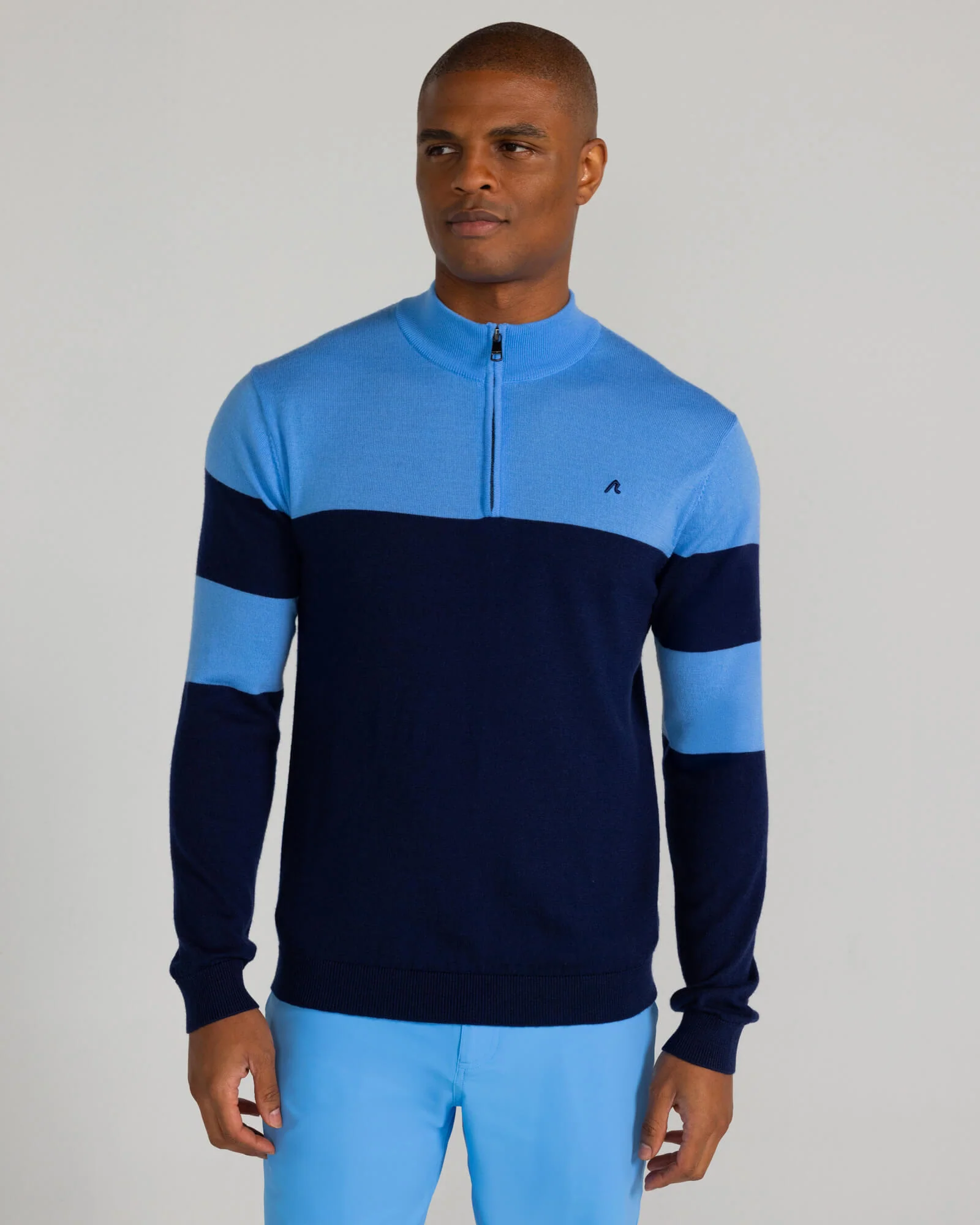Sanders Merino Quarter Zip in Midnight Navy