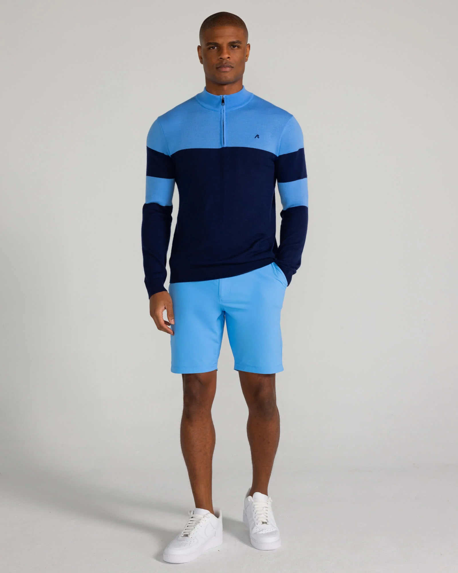 Sanders Merino Quarter Zip in Midnight Navy - Image 2