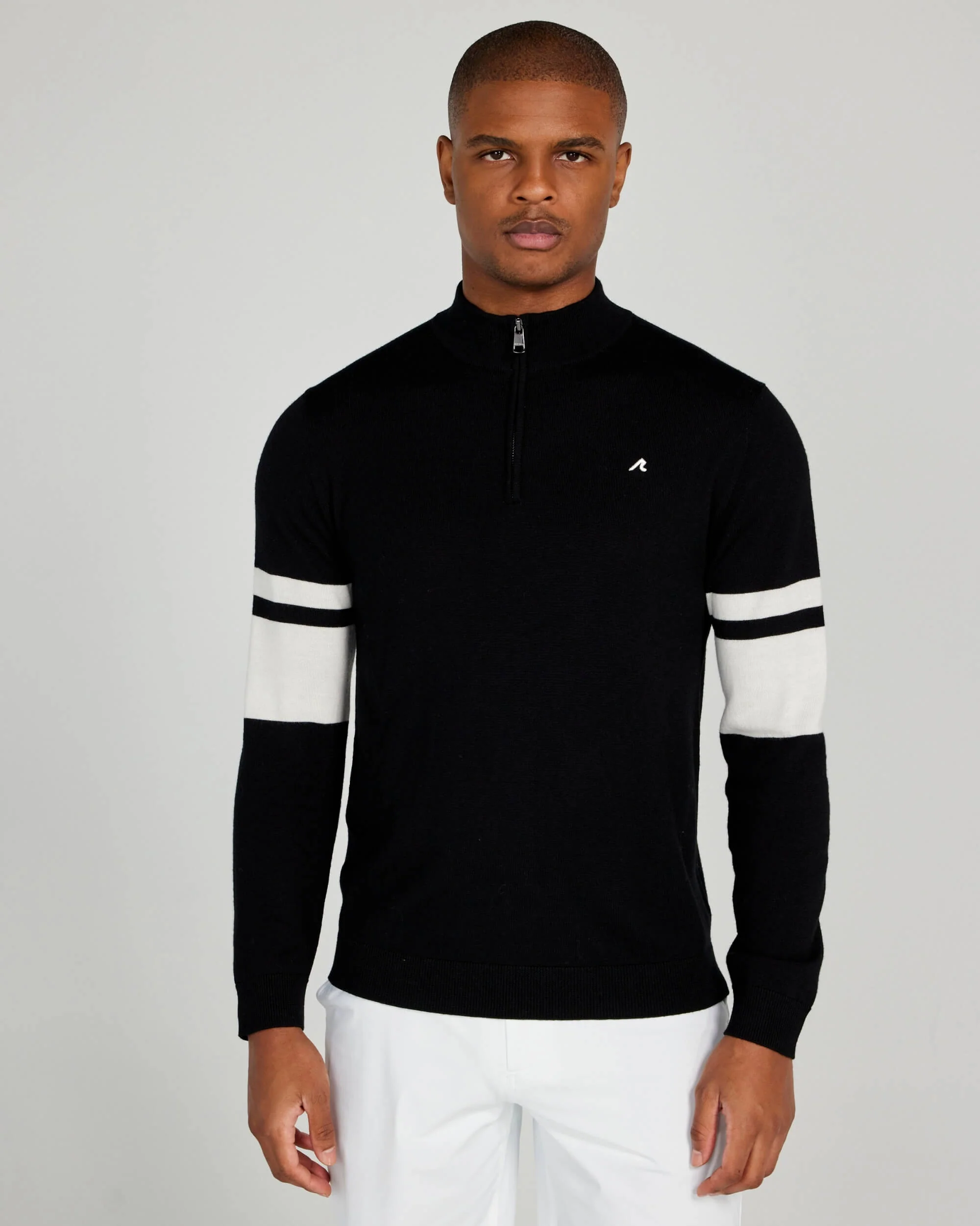 Stayner Merino Quarter Zip in Tuxedo