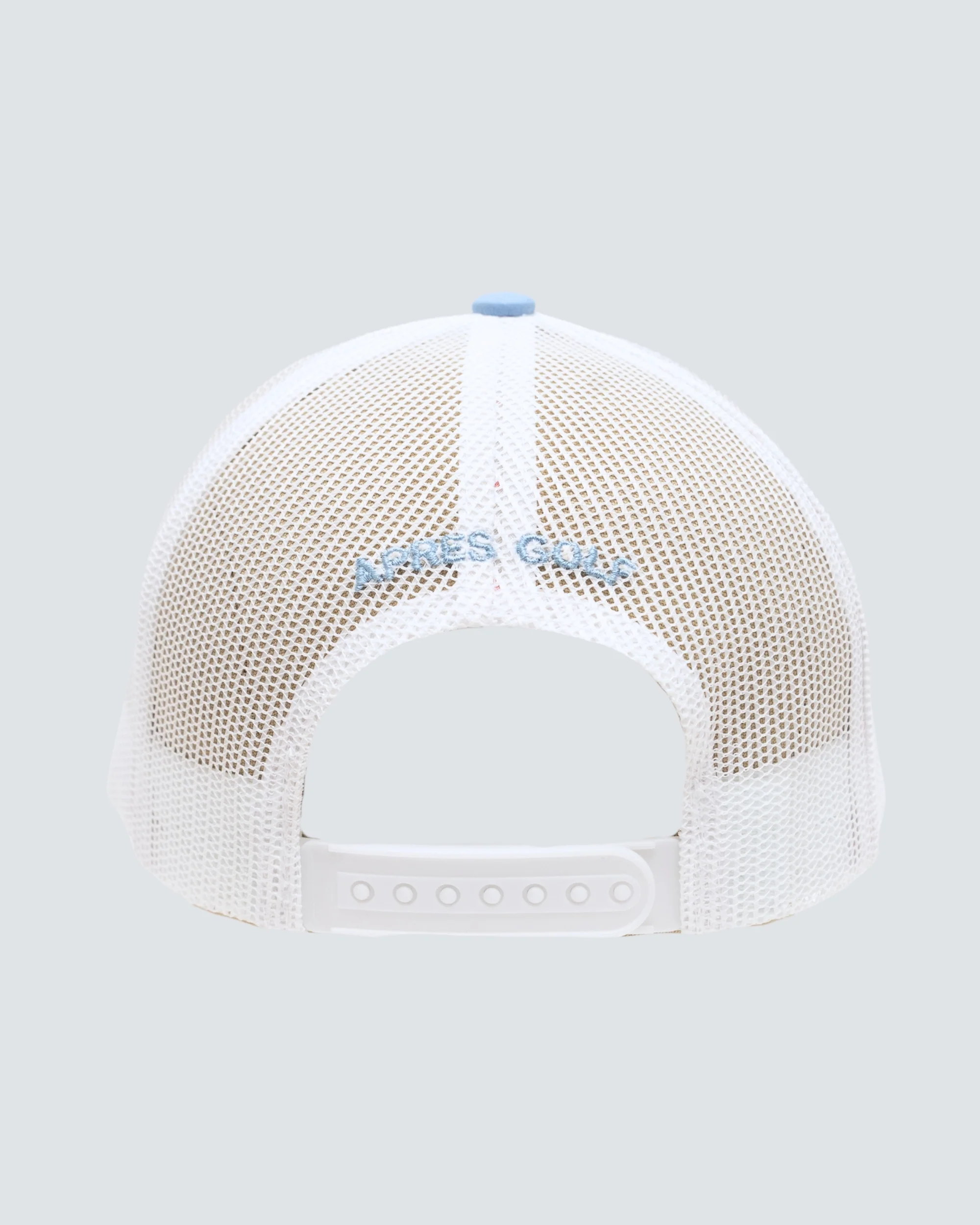Stitched R Logo 5 Panel Trucker Hat in Blue Horizon - Image 2